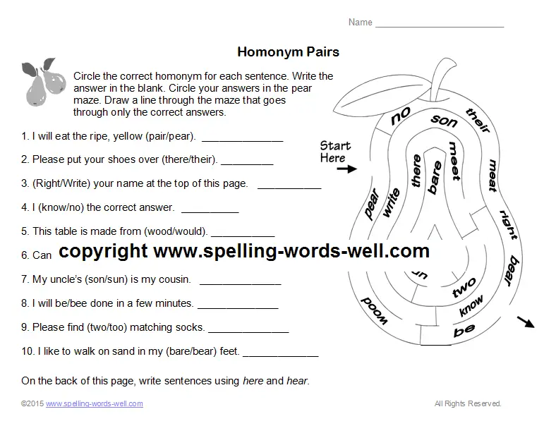 Fifth grade students solving homonym clues on a History worksheet