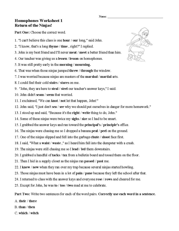 Fifth grade history worksheet featuring homonym clues and answers