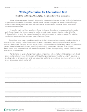 Fun Printable Worksheets for Writing Conclusions in Fifth Grade