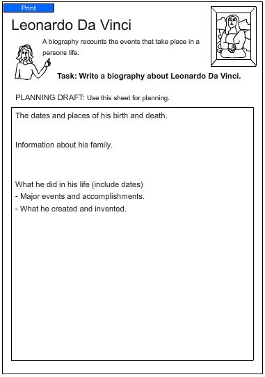 Students engaging with a Leonardo da Vinci worksheet, exploring his artistic techniques. Worksheet illustration featuring Leonardo da Vinci's influence on student creativity.