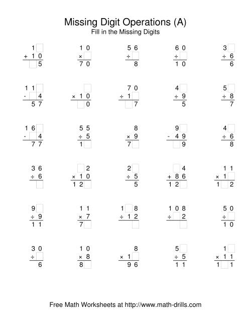 Fifth grade math worksheet where students insert operation symbols to balance equations