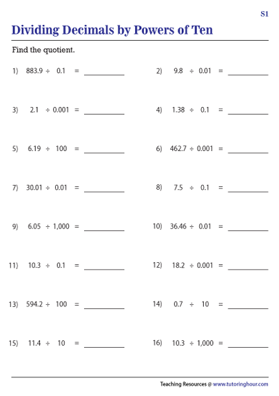 Growing by Powers of Ten Chart worksheet designed for fifth-grade math students