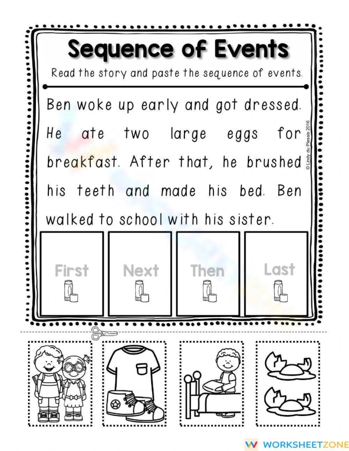 Glossary page for order of operations sequencing in a fifth grade reading worksheet