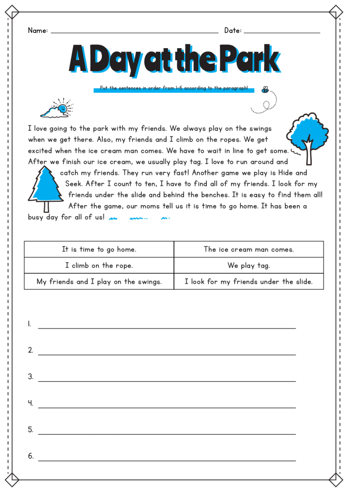 Glossary page for Order of Operations Sequencing worksheet designed for fifth grade reading support