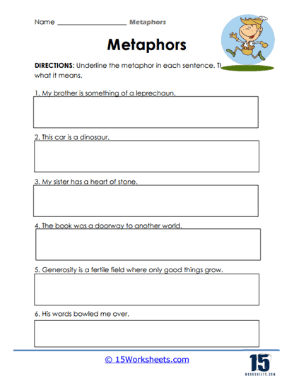 Metaphors worksheet for understanding similarities in descriptions Worksheet for fifth graders exploring metaphors with comparisons like grapefruit and moon
