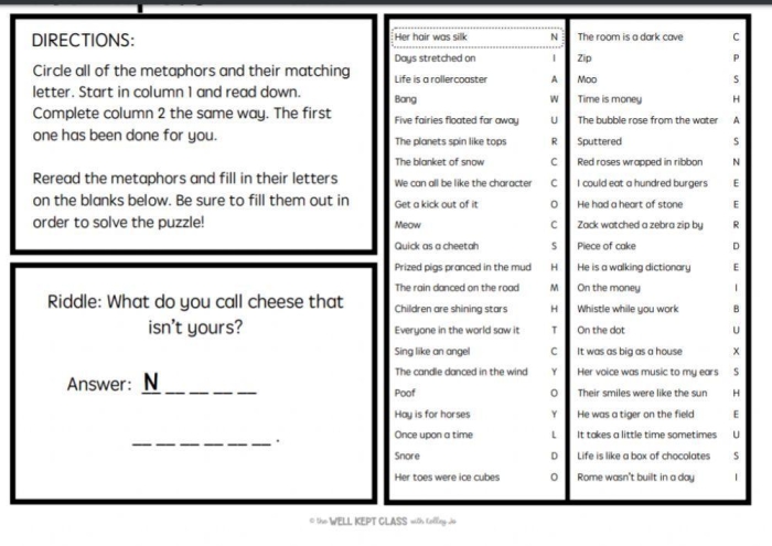 Illustration of a metaphor exercise comparing a grapefruit to a moon in a classroom setting Metaphors worksheet for fifth graders featuring a grapefruit and a moon comparison