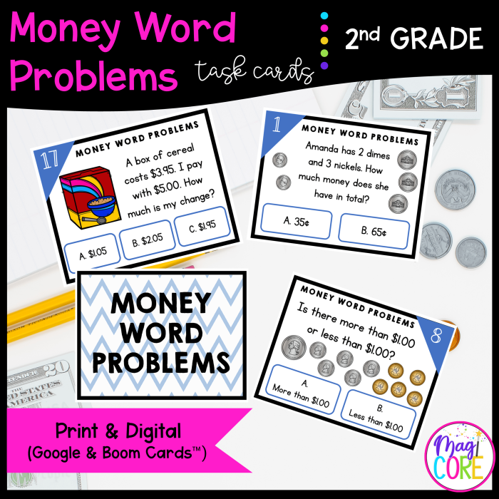 Money-themed multiplication worksheet for practicing problem-solving skills Multiplication word problems focused on money for fifth-grade students