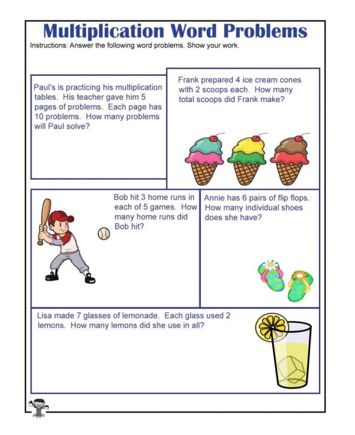 Image title for worksheet number 18 featuring multiplication word problems about money ALT text for Multiplication Word Problems worksheet focusing on money-themed challenges for fifth graders