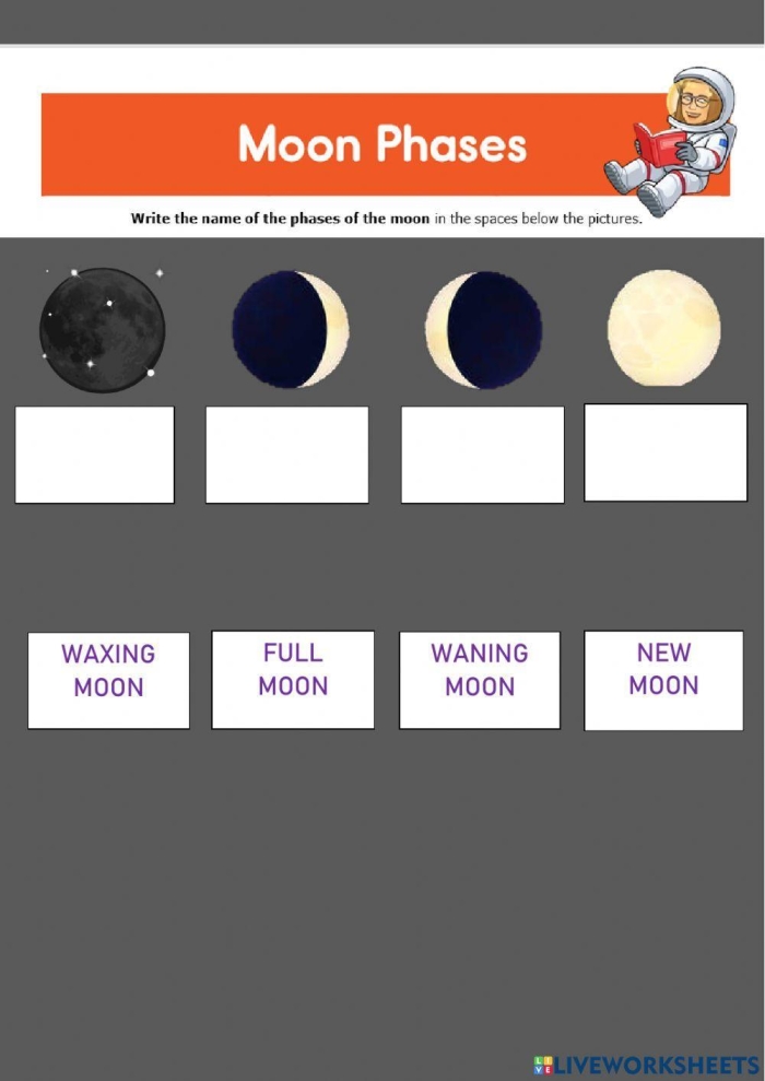 Worksheet illustrating the formation of moons in our solar system for fifth graders