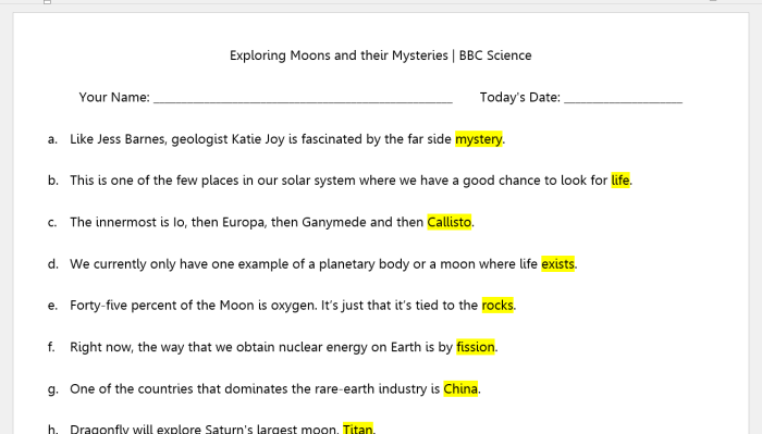 Worksheet illustrating the formation of moons in our solar system for fifth graders