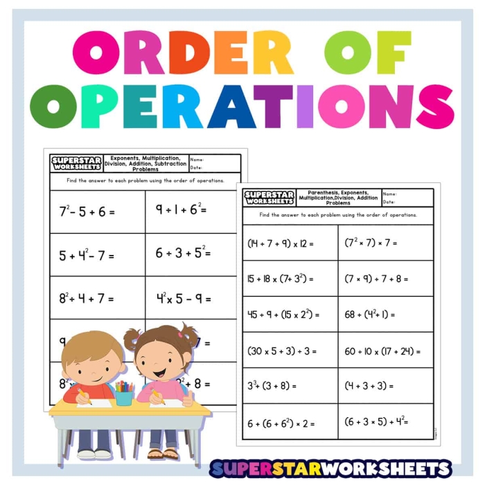 Glossary page from an Order of Operations Sequencing worksheet for fifth grade reading