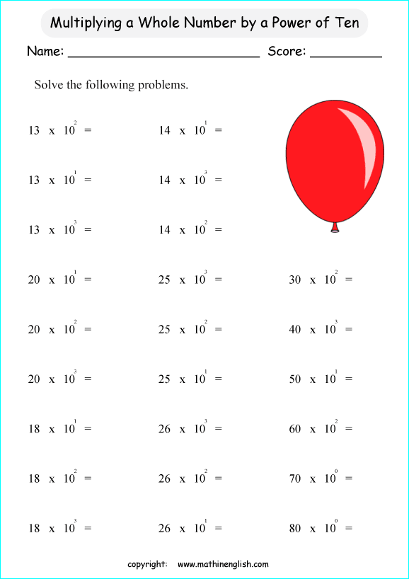 Chart illustrating the concept of growing by powers of ten for fifth-grade students
