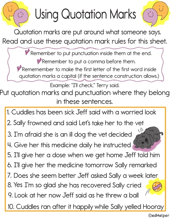 Worksheet for practicing quotation marks in dialogue from The Secret Garden