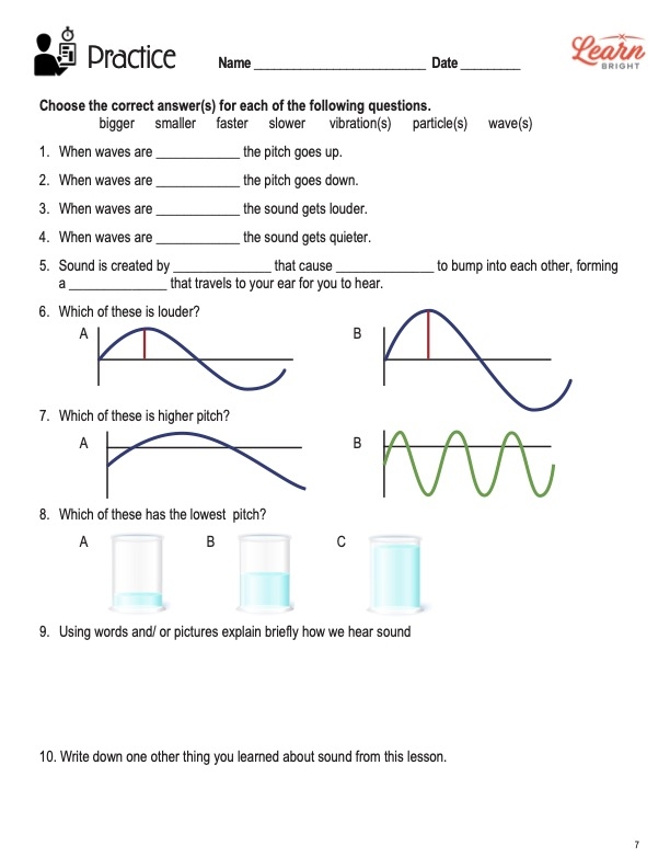 Understanding sound through particle movement in a grade five worksheet image 9 Fifth grade geometry worksheet exploring the concept of sound and vibrations