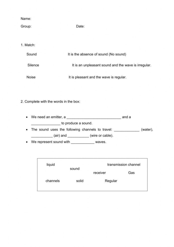 Understanding sound vibrations and particle movement worksheet for grade five learners Fifth grade worksheet explaining how vibrations cause sound waves in geometry class
