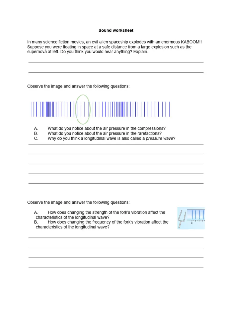 Exploring how vibrations cause sound in a fifth grade What is Sound? worksheet 23 Fifth grade worksheet on the concept of sound and particle vibrations in geometry class