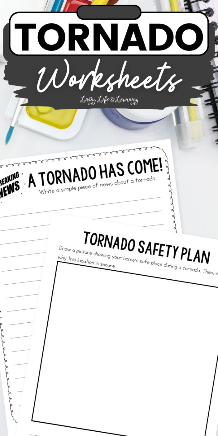 Fifth grade science worksheet with fill-in-the-blank questions about tornadoes