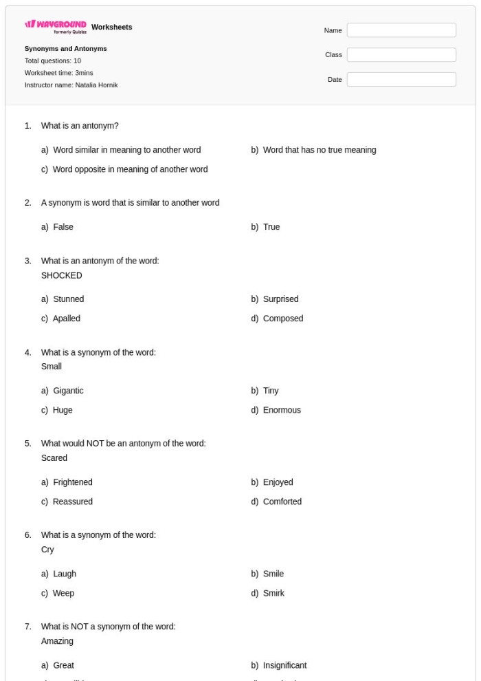 Kids engaging with a fun worksheet on synonyms and antonyms