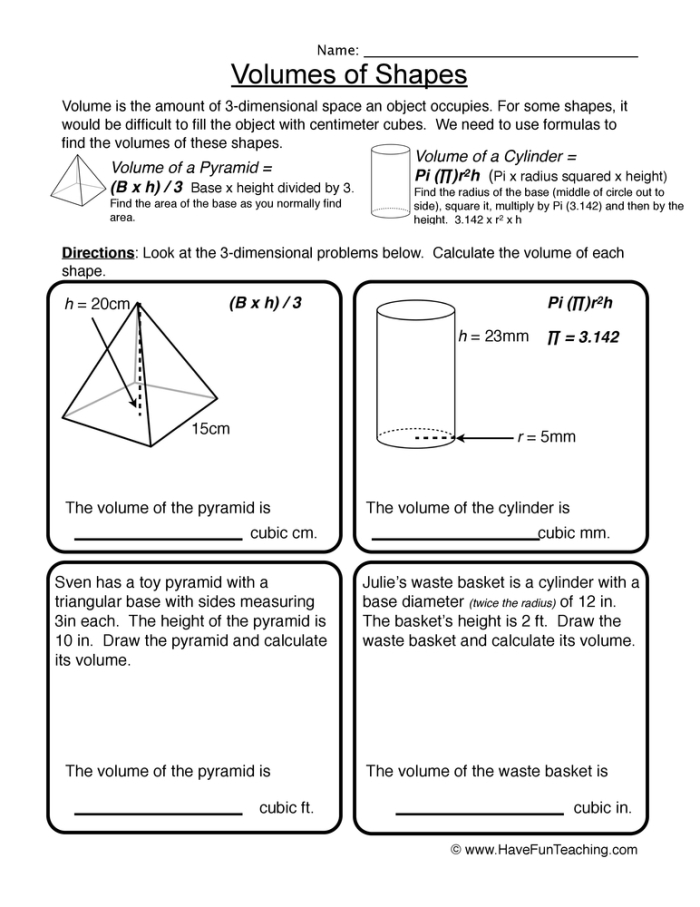 Worksheet showing students using sugar cubes to measure the volume of cubes and rectangular prisms. Model Volume for Yourself! worksheet for fifth graders in geometry.