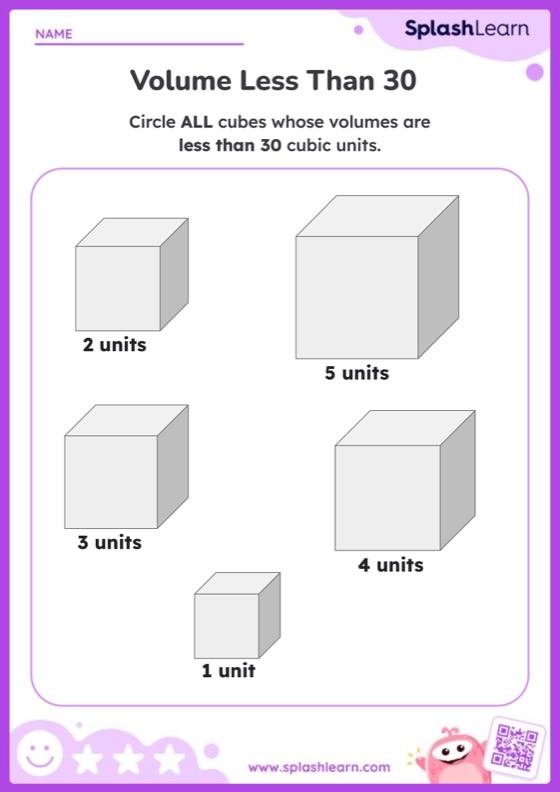 Students calculating the volume of rectangular prisms using cubic units on a worksheet