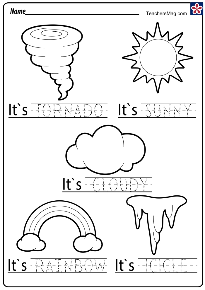 Weather Effects worksheet for understanding storm impacts in grade five science class Fifth grade life science worksheet showing flow charts of storm and weather event effects