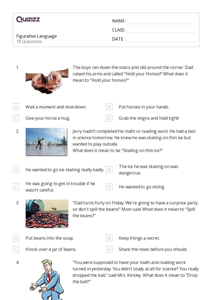 Figurative Language Worksheet for EL Support Lesson Plan Glossary of figurative language terms for second graders in Earth and Space Science