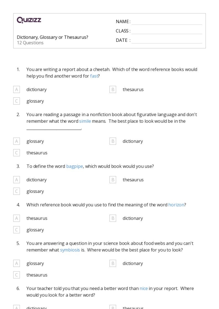 Figurative Language Worksheet: Educational Resource for EL Support Lesson Plan Glossary of figurative language concepts for second graders in Earth and Space Science