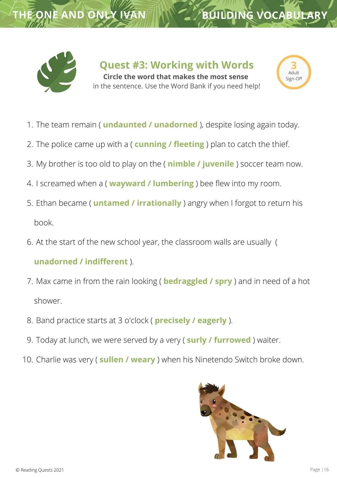 Third grade worksheet for The One and Only Ivan featuring zoo design and figurative language