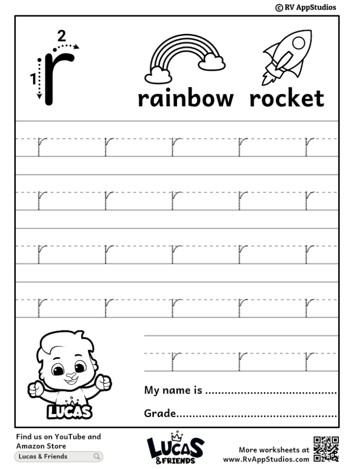 Find the Letter r: Engaging worksheet for Pre-K students to practice letter recognition skills Worksheet image showing a rabbit searching for lowercase r's in a vibrant learning environment