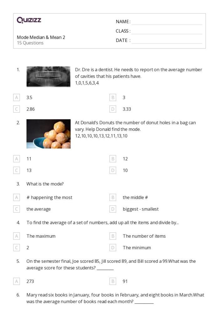 Second grade students completing a survey about favorite desserts to find the mode in this math worksheet activity