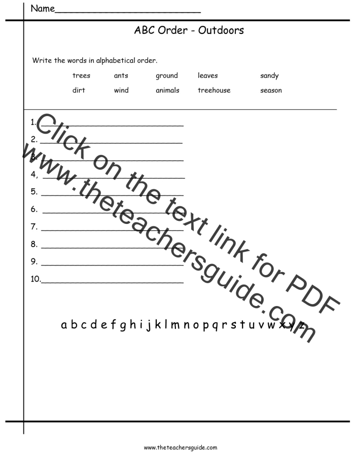 Engaging ABC order practice sheet for young learners Colorful worksheet for first graders to practice ABC order skills