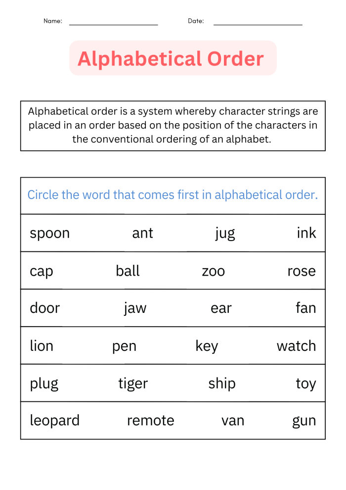 Fun ABC Order practice worksheet to enhance alphabet skills for young learners Colorful worksheet for first graders to practice ABC order with engaging activities