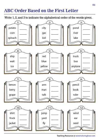 Fun printable activity for children to enhance their alphabet knowledge Colorful worksheet for first graders to practice ABC order skills