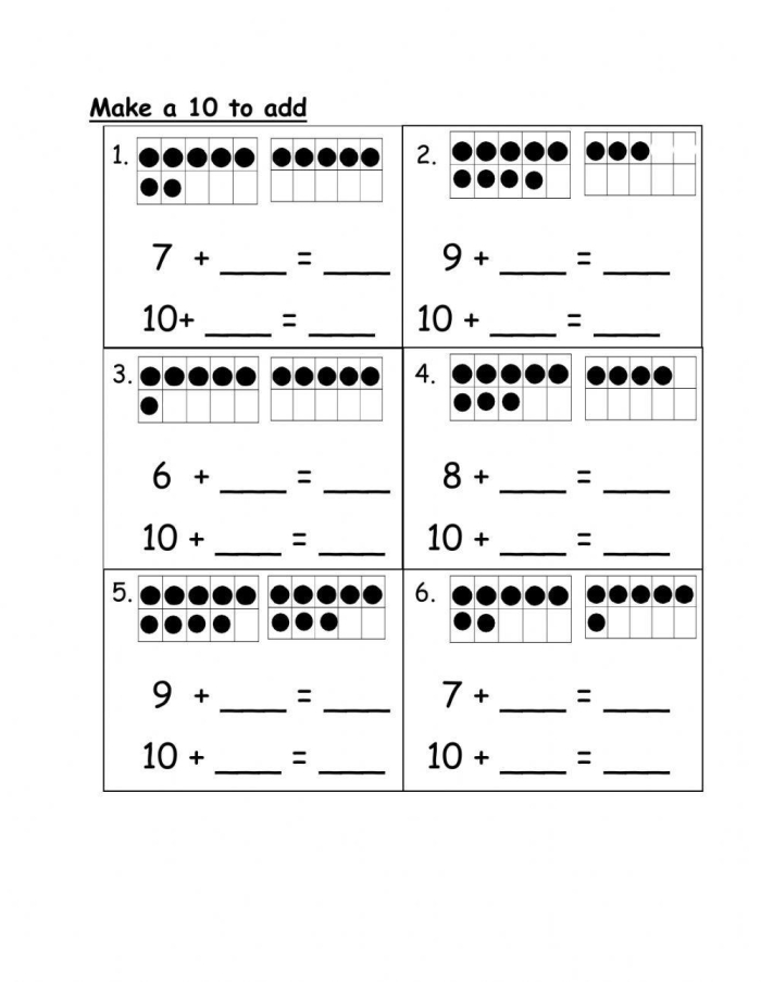 First grade math assessment worksheet for adding 10 to two-digit numbers
