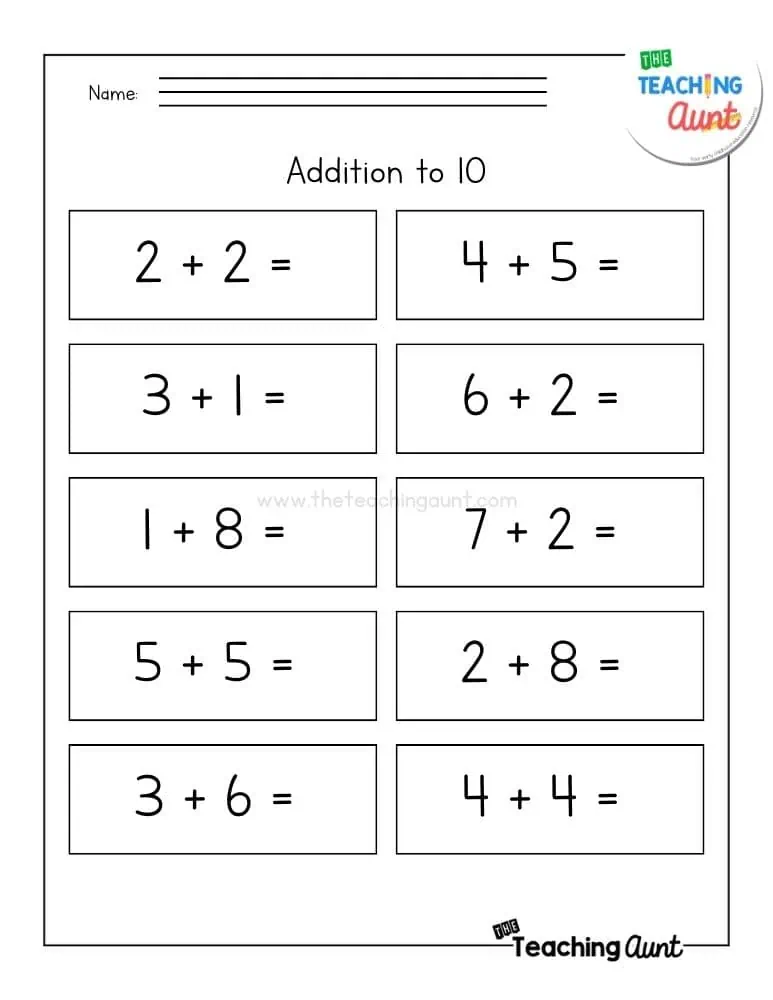 Worksheet showing a first-grade math assessment for adding 10 to two-digit numbers