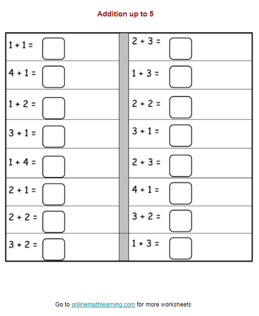 First Grade worksheet on adding five to numbers up to ten for reading practice