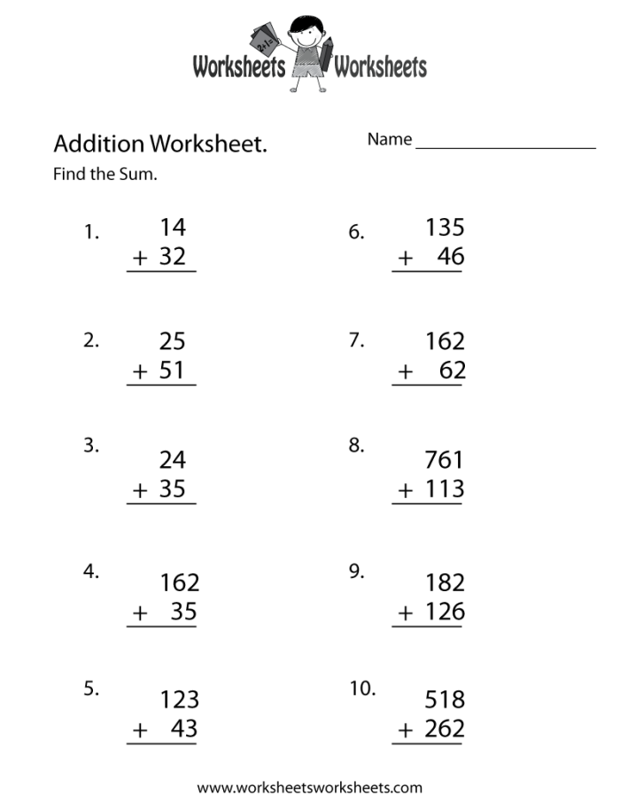 First Grade math worksheet for adding five to numbers up to ten