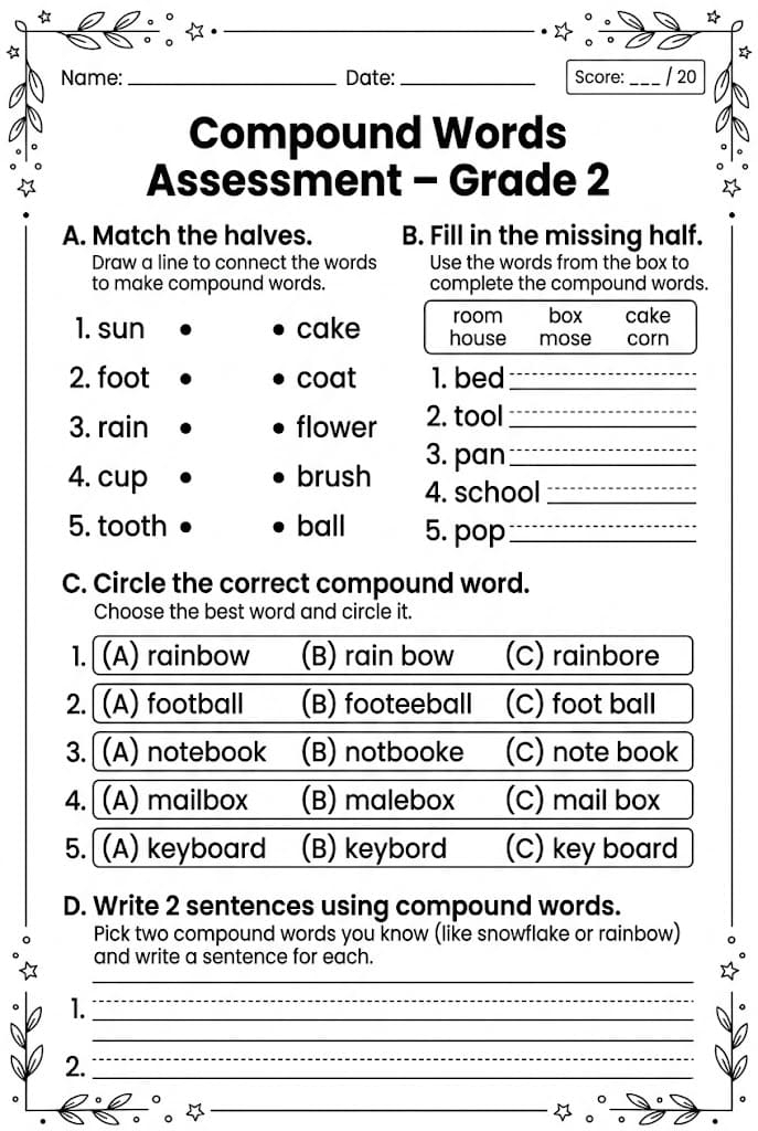 First Grade student completing an adding three numbers assessment worksheet