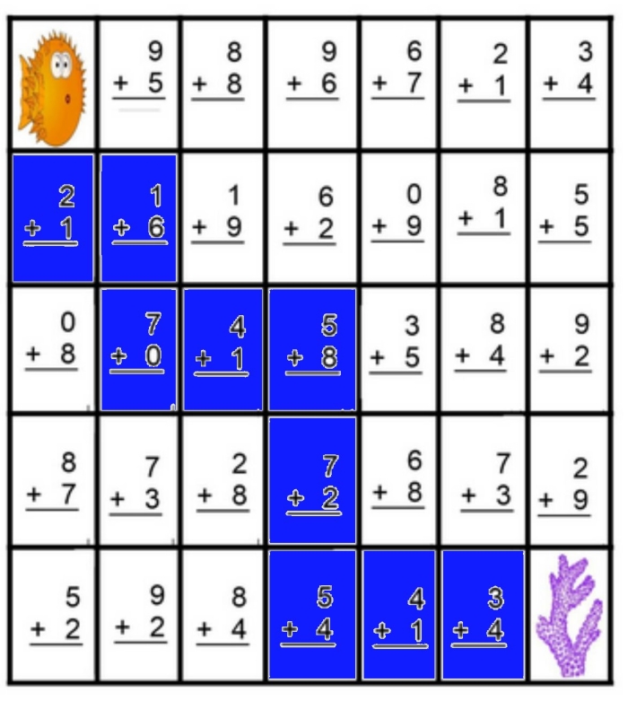 Engaging time and money activity for young learners in grade one Math Maze worksheet designed for first graders to practice addition skills