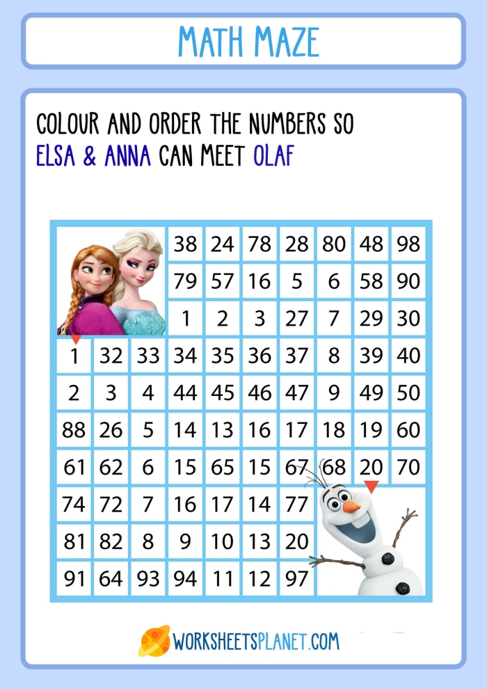 Engaging time and money activity that makes learning math fun Math Maze worksheet designed for first graders to practice addition skills