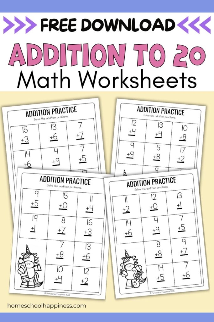Worksheet 24 for practicing addition skills within 20 for young learners First Grade addition to 20 worksheet focused on time and money problems