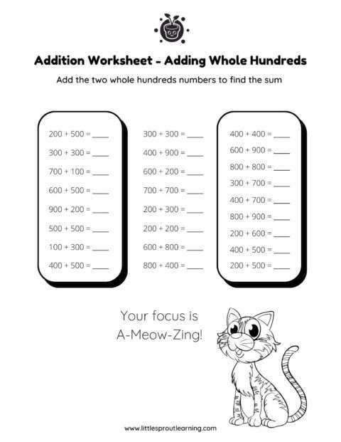 Adding Four Practice Problems for First Grade Students Image 14 First grade math worksheet showing addition problems with the number 4 added to single digit numbers up to 10