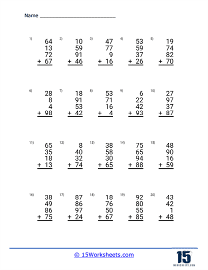 Adding Four Math Practice Activity for Young Learners Grade 1 First grade addition worksheet showing practice problems for adding 4 to single digit numbers