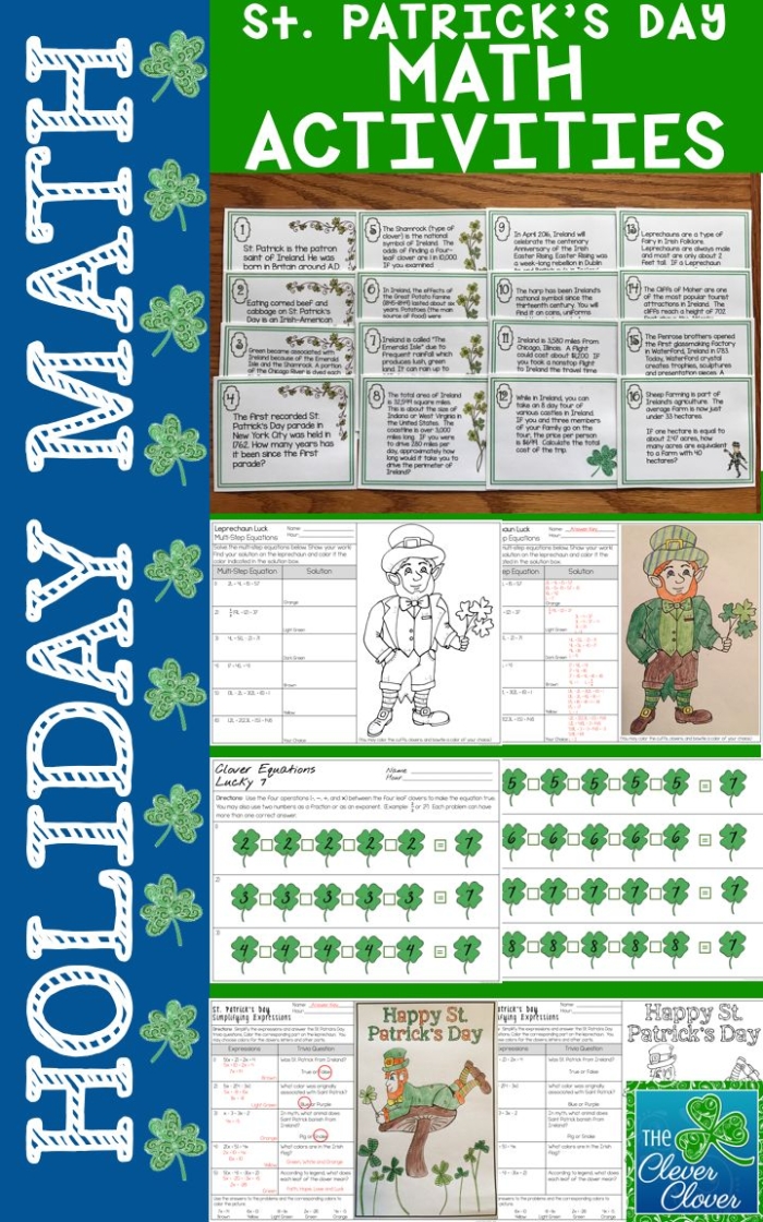 First grade St. Patrick's Day addition word problems with shamrocks and coins for young learners