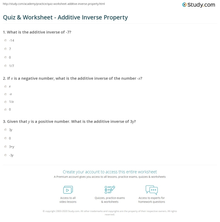 Worksheet 19 for practicing additive inverse concepts in grammar and mechanics First Grade Additive Inverse Practice worksheet with addition problems to solve