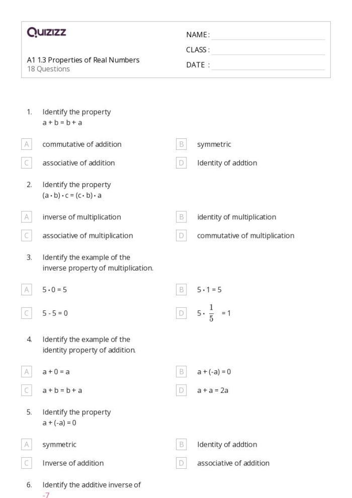 Additive Inverse Practice worksheet for young learners to solve addition problems 11 First Grade worksheet showing practice problems on additive inverse with addition