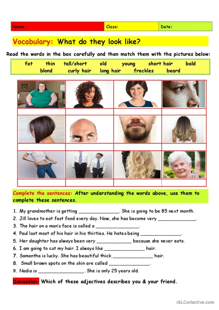 Describing words practice page from the What Does It Look Like? worksheet, image 4 in the Engineering and Science Inquiry category First Grade worksheet focusing on adjectives in the What Does It Look Like? series for science inquiry