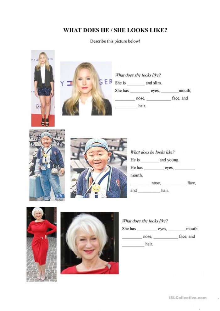 Exploring adjectives with the What Does It Look Like? worksheet for first graders, image 5 First Grade worksheet focusing on describing words and adjectives titled What Does It Look Like?
