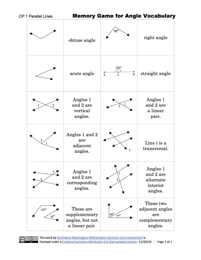 Counting and identifying angles with shapes in the Let's See Those Angles! worksheet for first graders First Grade worksheet page showing colorful shapes for counting angles in Let's See Those Angles! activity