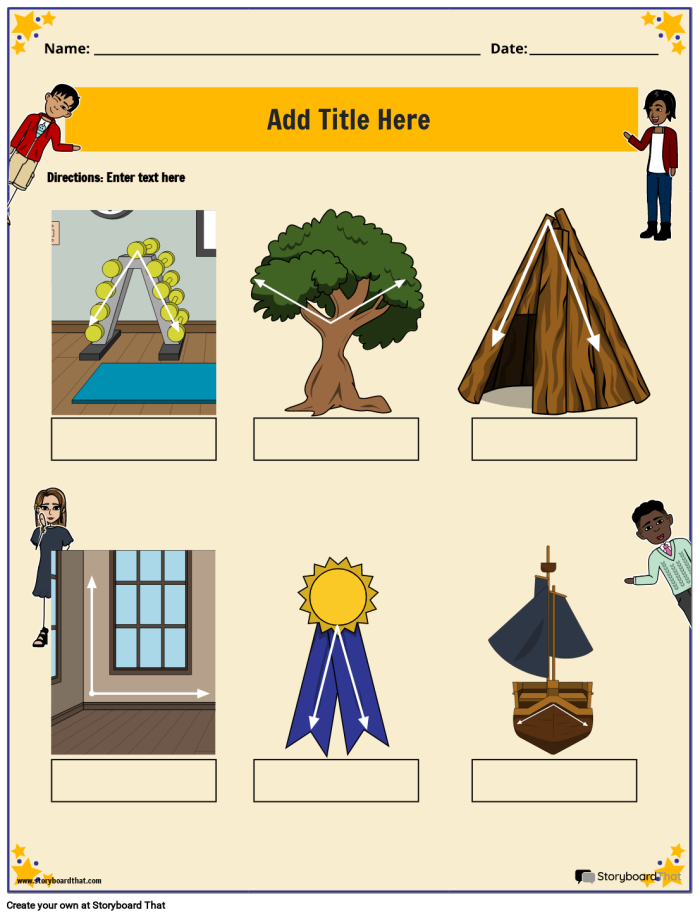 Let's See Those Angles! worksheet helping students classify shapes by their angles, image 12 First Grade worksheet titled Let's See Those Angles! showing various shapes for angle counting practice
